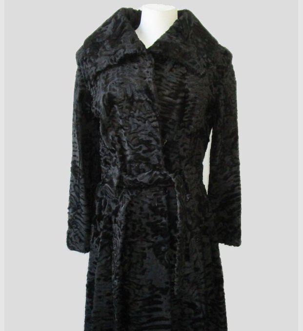 Swakara Fur Coat Jacket SUPERB Woman Sz 4 Black