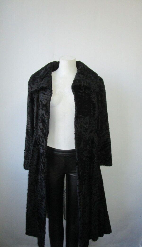 Swakara Fur Coat Jacket SUPERB Woman Sz 4 Black - Image 2