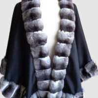 Cashmere 100%  & Chinchilla Fur Wrap Cape 27" WEDDING New Women