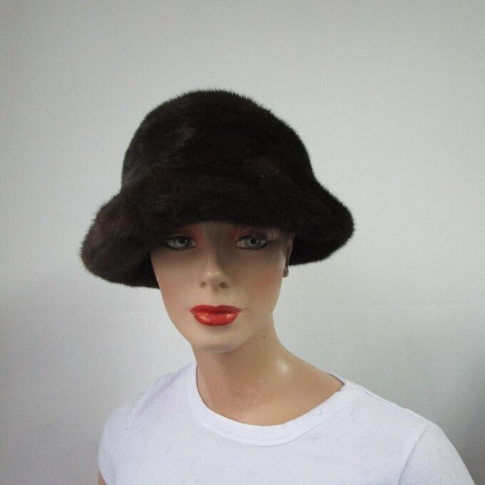 Natural Dark Ranch Mink Fur Hat New