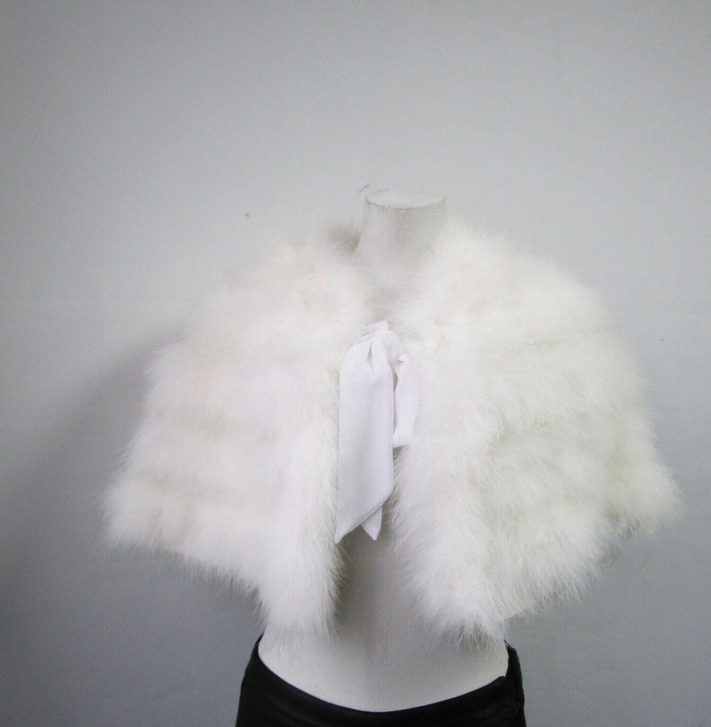 Women's New White Ostrich Fur Feather Cape Stole Wrap & Muff Set WEDDING BRIDE - Image 3
