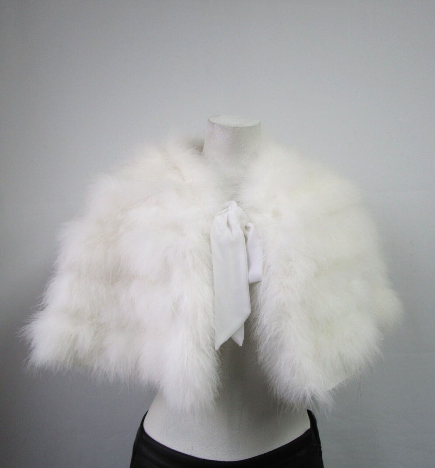 Women's New White Ostrich Fur Feather Cape Stole Wrap & Muff Set WEDDING BRIDE - Image 4