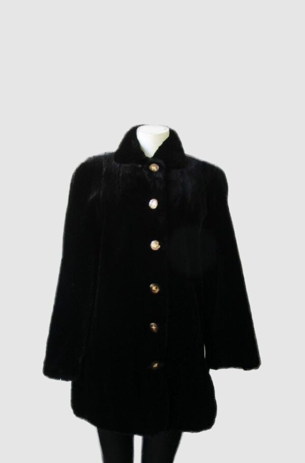 Women's Sz 8 Natural Black Sheared Mink Fur Coat Jacket MINT+ Woman