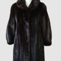 Women's Sz 10/12 M Natural Dark Ranch Mink Fur Coat Jacket MINT Woman