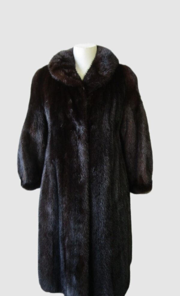 Women's Sz 10/12 M Natural Dark Ranch Mink Fur Coat Jacket MINT Woman