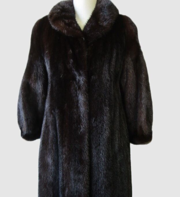 Women's Sz 10/12 M Natural Dark Ranch Mink Fur Coat Jacket MINT Woman