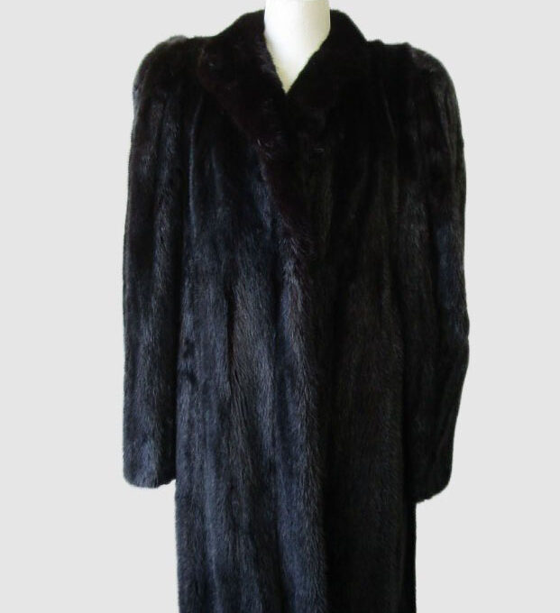Women's Sz 10/12 M Natural Black Mink Fur Coat Jacket MINT+ Woman