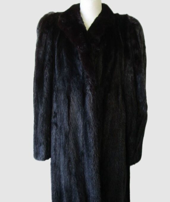 Women's Sz 10/12 M Natural Black Mink Fur Coat Jacket MINT+ Woman