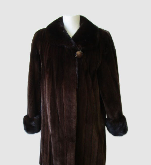 Women's Sz 10 M Superb Dark Ranch Sheared Mink Fur Coat Jacket