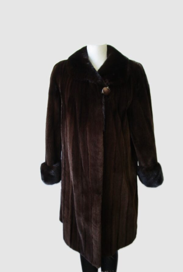Women's Sz 10 M Superb Dark Ranch Sheared Mink Fur Coat Jacket
