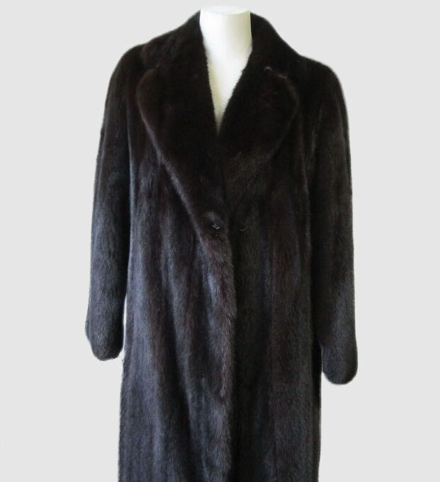 Men's Sz L Natural Dark Ranch Mink Fur Coat Jacket MINT+