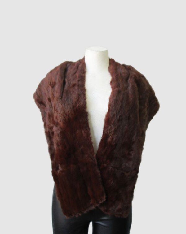 Women's Sz M Squirrel Fur Stole Wrap Cape Wedding MINT Woman Dark Burgundy