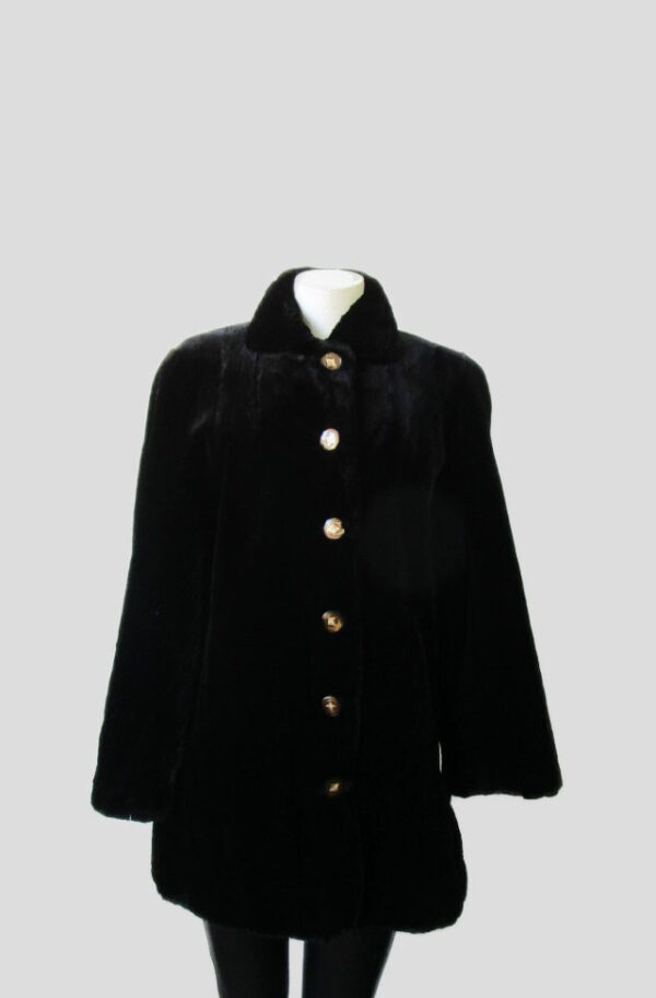 Women's Sz 8 Natural Black Sheared Mink Fur Coat Jacket MINT+ Woman