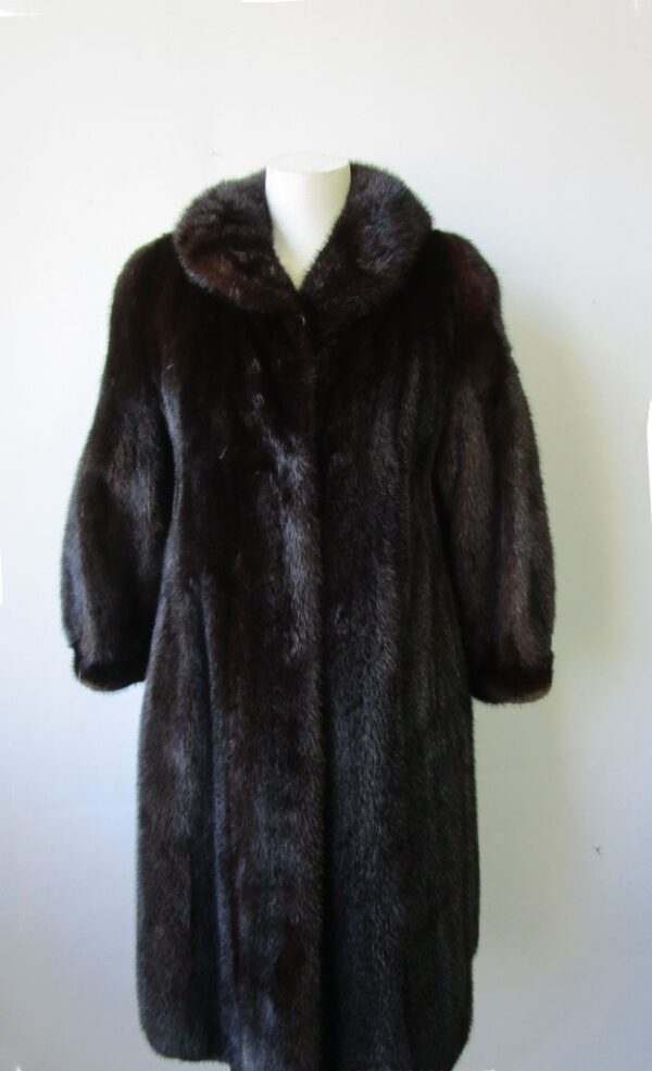 Women's Sz 10/12 M Natural Dark Ranch Mink Fur Coat Jacket MINT Woman - Image 2