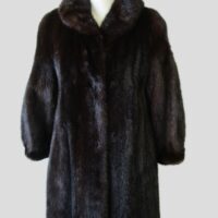 Women's Sz 10/12 M Natural Dark Ranch Mink Fur Coat Jacket MINT Woman