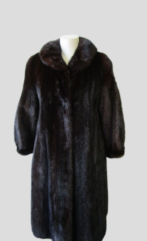 Women's Sz 10/12 M Natural Dark Ranch Mink Fur Coat Jacket MINT Woman