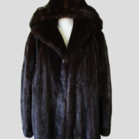 Women's Sz 16 Natural Dark Ranch Mink Fur Coat Jacket w/ HOOD Superb