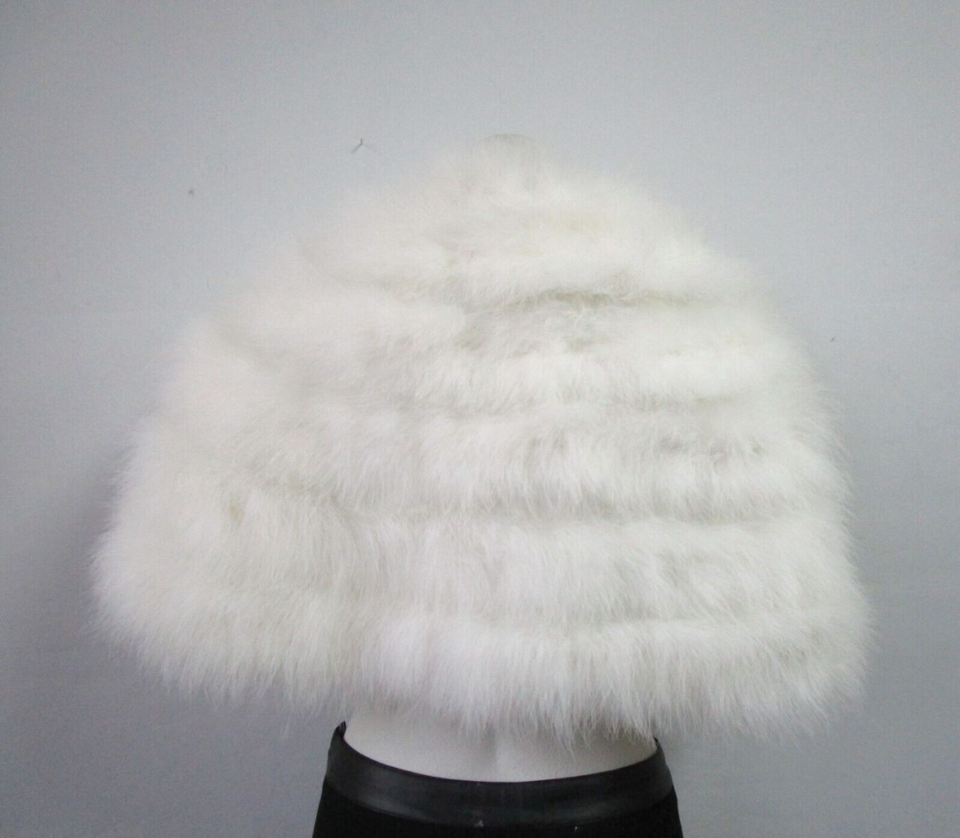 Women's New White Ostrich Fur Feather Cape Stole Wrap & Muff Set WEDDING BRIDE - Image 6