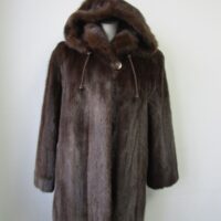 Women's Sz 8 Mink Fur Coat Jacket HOOD Woman Mint+