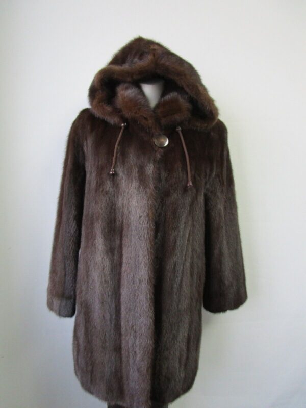 Women's Sz 8 Mink Fur Coat Jacket HOOD Woman Mint+