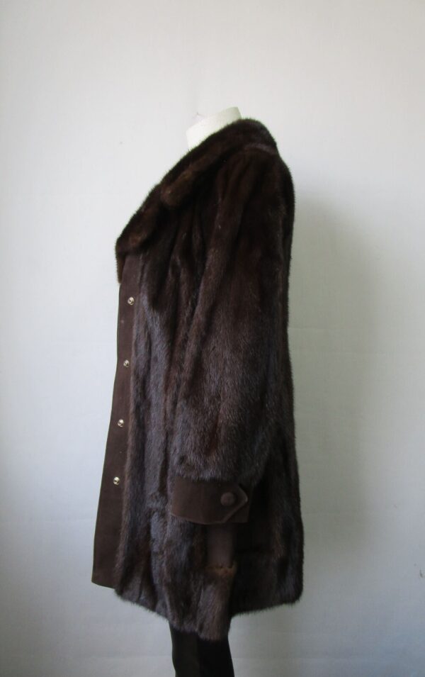 Women's Sz 4 Dark Ranch Mink Fur Coat Jacket with Suede SUPERB Woman - Image 4