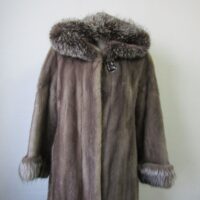 Women's Sz 6 Blue Iris Mink Fur Silver Fox Fur Coat Jacket Superb HOOD Woman