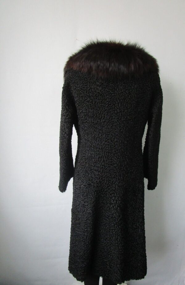 Women's Sz 4 Black Persian Lamb w/ Fox Fur Coat SUPERB Woman Sale - Image 3