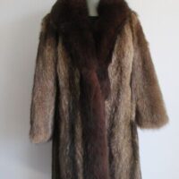 Women's Sz 8 Raccoon Fur Coat Brown Fox Fur Collar MINT++ SALE Woman