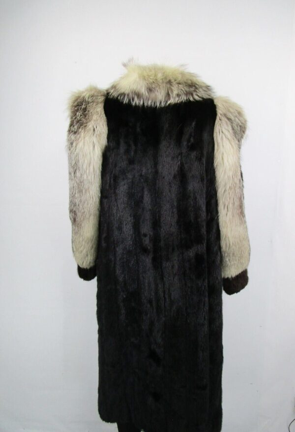 Women's Sz 4 Dark Ranch Black Mink Fur Coat with Fox Fur Mint Woman - Image 2