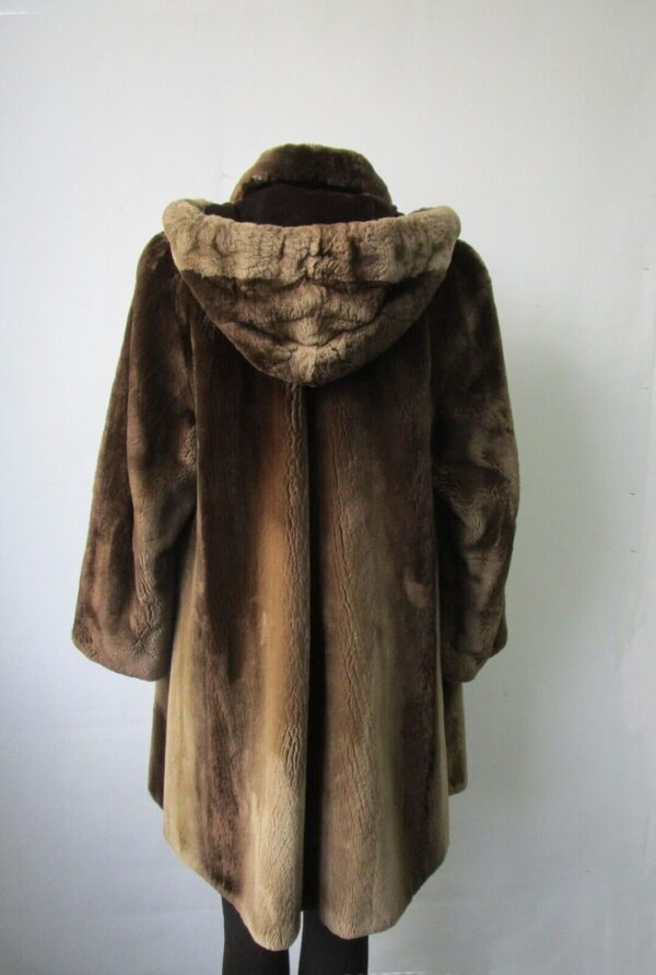 Women's SUPERB Sheared Beaver Fur Coat Jacket Hood Woman Sz 6 - Image 3