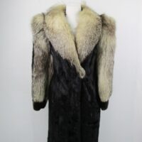 Women's Sz 4 Dark Ranch Black Mink Fur Coat with Fox Fur Mint Woman