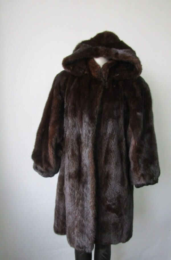 Women's Sz 10 Mink Fur Coat Jacket HOOD Woman Mint - Image 2