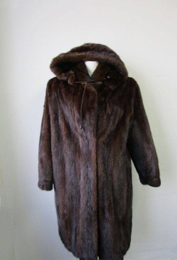 Women's Sz 8 Mink Fur Coat Jacket HOOD Woman Mint