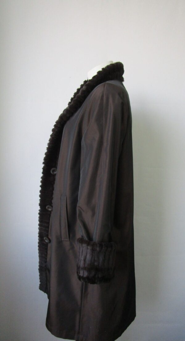 Women's Reversible Sheared Rabbit Fur Coat Raincoat Sz 8 MINT+ Woman - Image 7