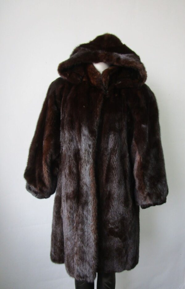 Women's Sz 10 Mink Fur Coat Jacket HOOD Woman Mint