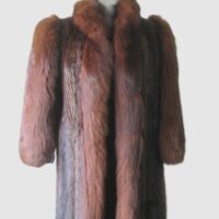 Women's Sz 8 Muskrat Fur Coat Jacket with Brown Fox Fur Sleeves MINT+ Woman