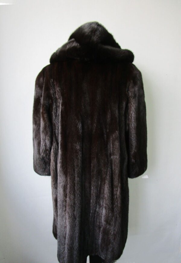 Women's Sz 6 Canadian Dark Ranch Mink Fur Coat with Hood MINT Woman - Image 5
