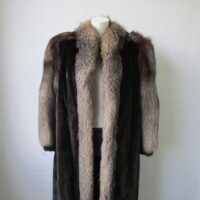 Women's Mink Fur Coat with Indigo Fox Fur MINT+ Sz 8 Woman