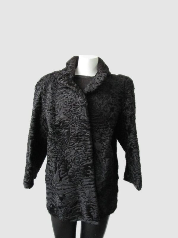 Women's Sz 6/8 Black Swakara Fur Coat Jacket Sale