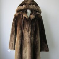 Women's SUPERB Sheared Beaver Fur Coat Jacket Hood Woman Sz 6