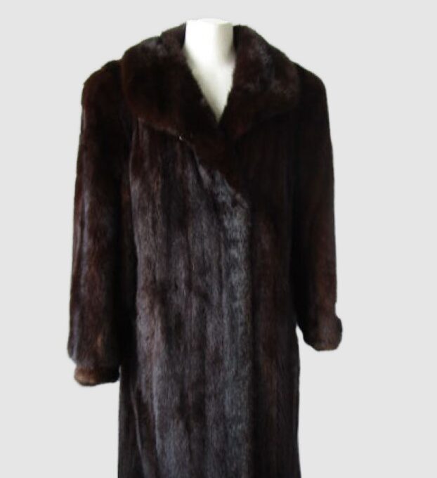 Women's Sz 10 Dark Ranch Real Mink Fur Coat MINT