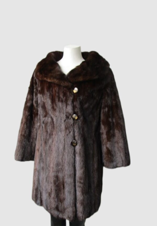 Women's Sz 10 Dark Ranch Mink Fur Coat Jacket Stroller MINT+
