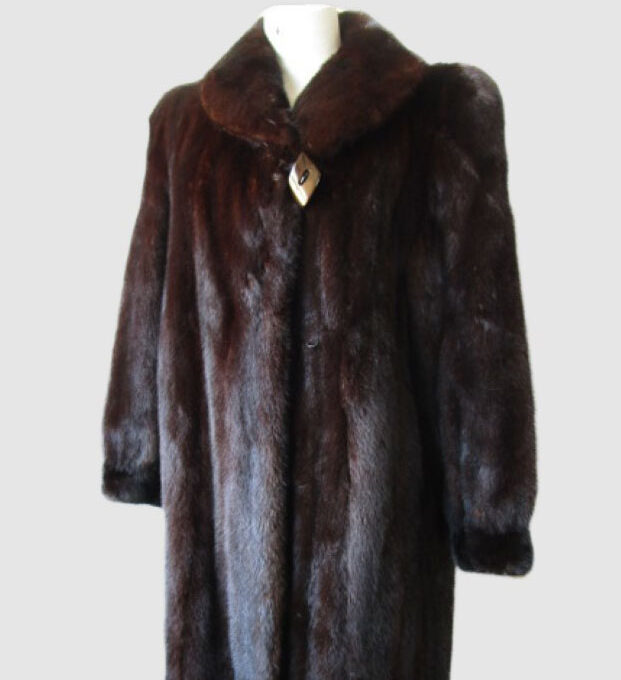 Women's Sz 10 Natural Dark Ranch Mink Fur Coat Jacket MINT