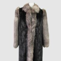Mink Fur Coat with Silver Fox Fur MINT+ Sz 8