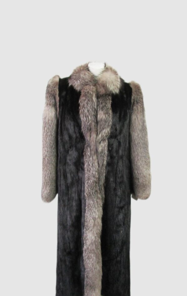 Mink Fur Coat with Silver Fox Fur MINT+ Sz 8
