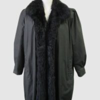 Women's Sz 14 MINT Raincoat Detachable Black Opossum Fur Vest Lining Woman