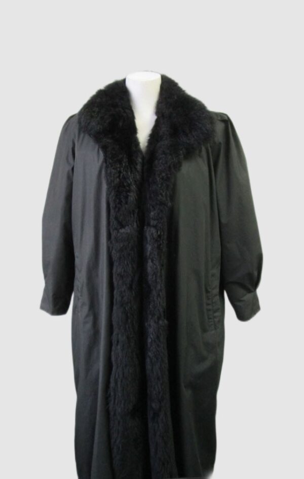 Women's Sz 14 MINT Raincoat Detachable Black Opossum Fur Vest Lining Woman
