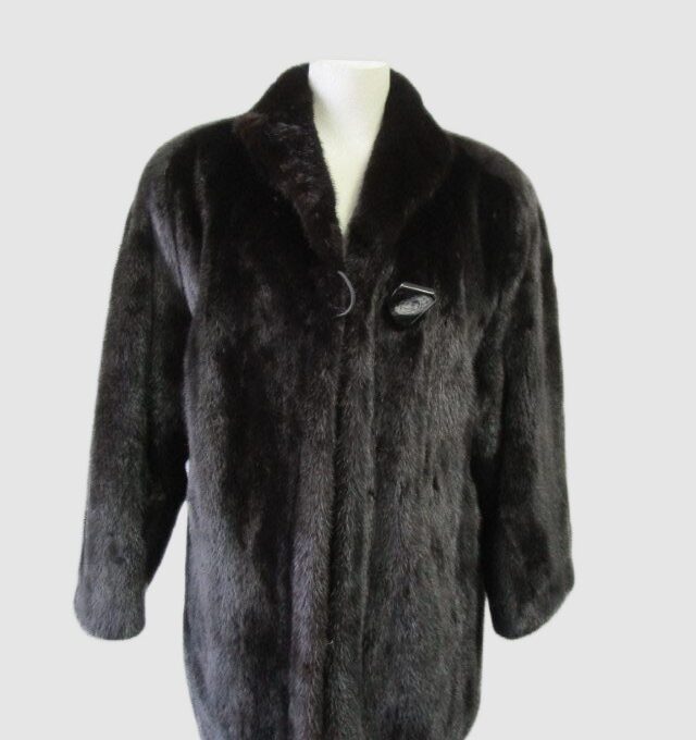 Women's Sz 6 Dark Ranch Canadian Mink Fur Coat Jacket SUPERB Woman
