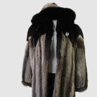 Raccoon & Black Fox Fur Coat Jacket HOOD Ladies Woman Sz 6 SUPERB