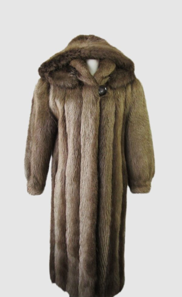 Women's Sz 8 Beaver Fur Coat Jacket HOOD MINT+ Woman